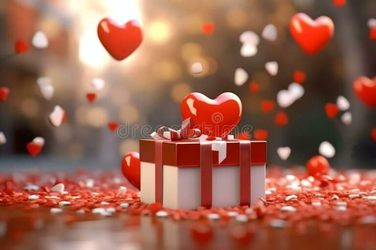 caja de regalo romantica con corazones rojos