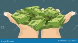 logo colorido con manos y monedas