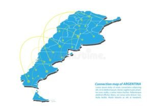 mapa de argentina con iconos tecnologicos