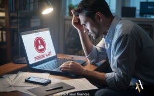 persona usando computadora para denuncia bancaria