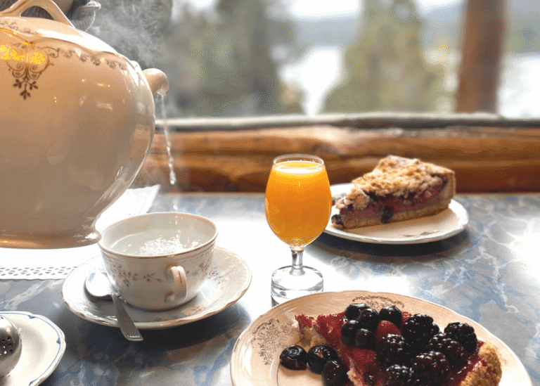 taza de te junto al lago en bariloche