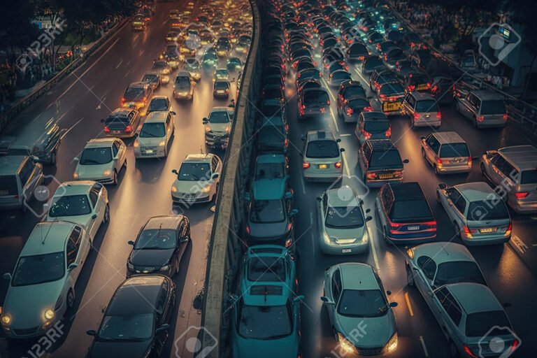 trafico urbano en hora pico ciudad moderna