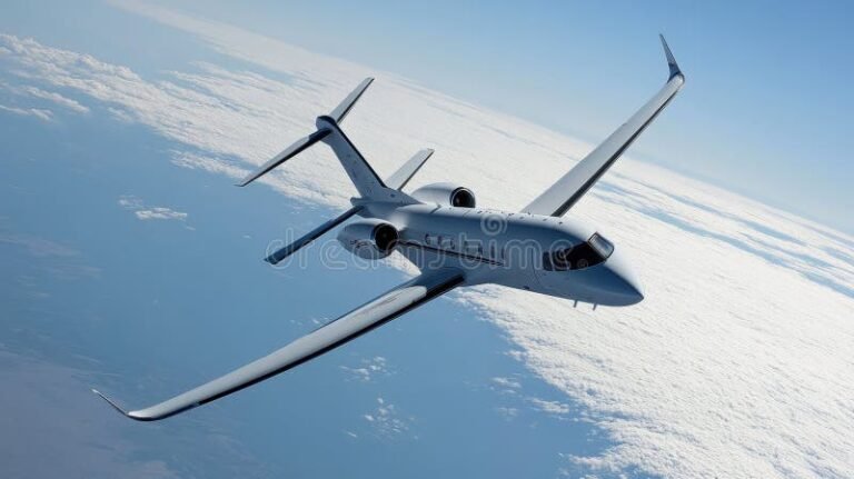 transporte en jet privado volando cielo claro