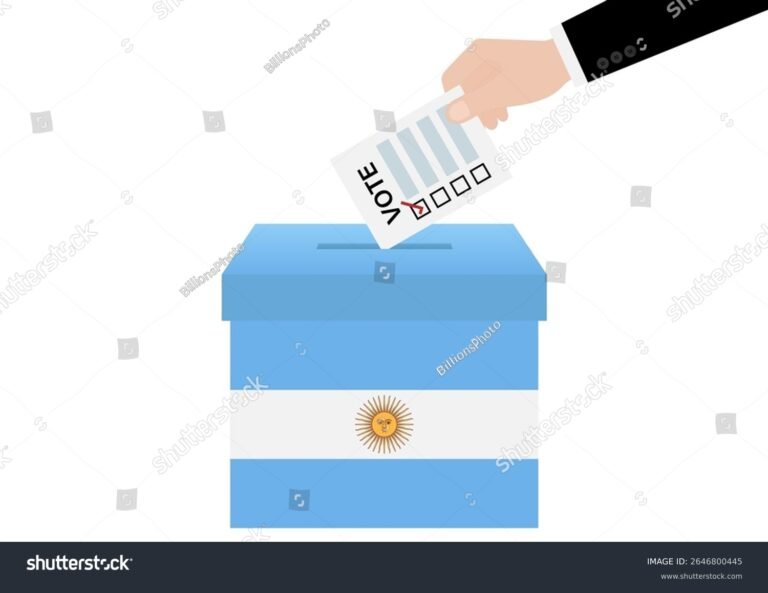 urna electoral con bandera argentina ondeando